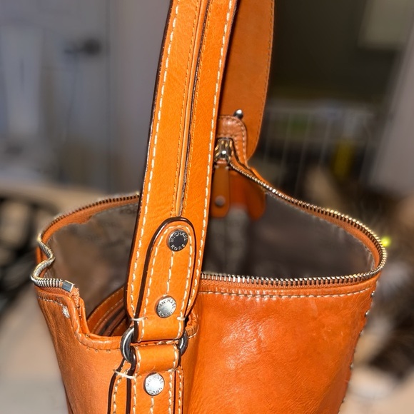 Michael Kors Orange Studded Shoulder Bag - Picture 10 of 11
